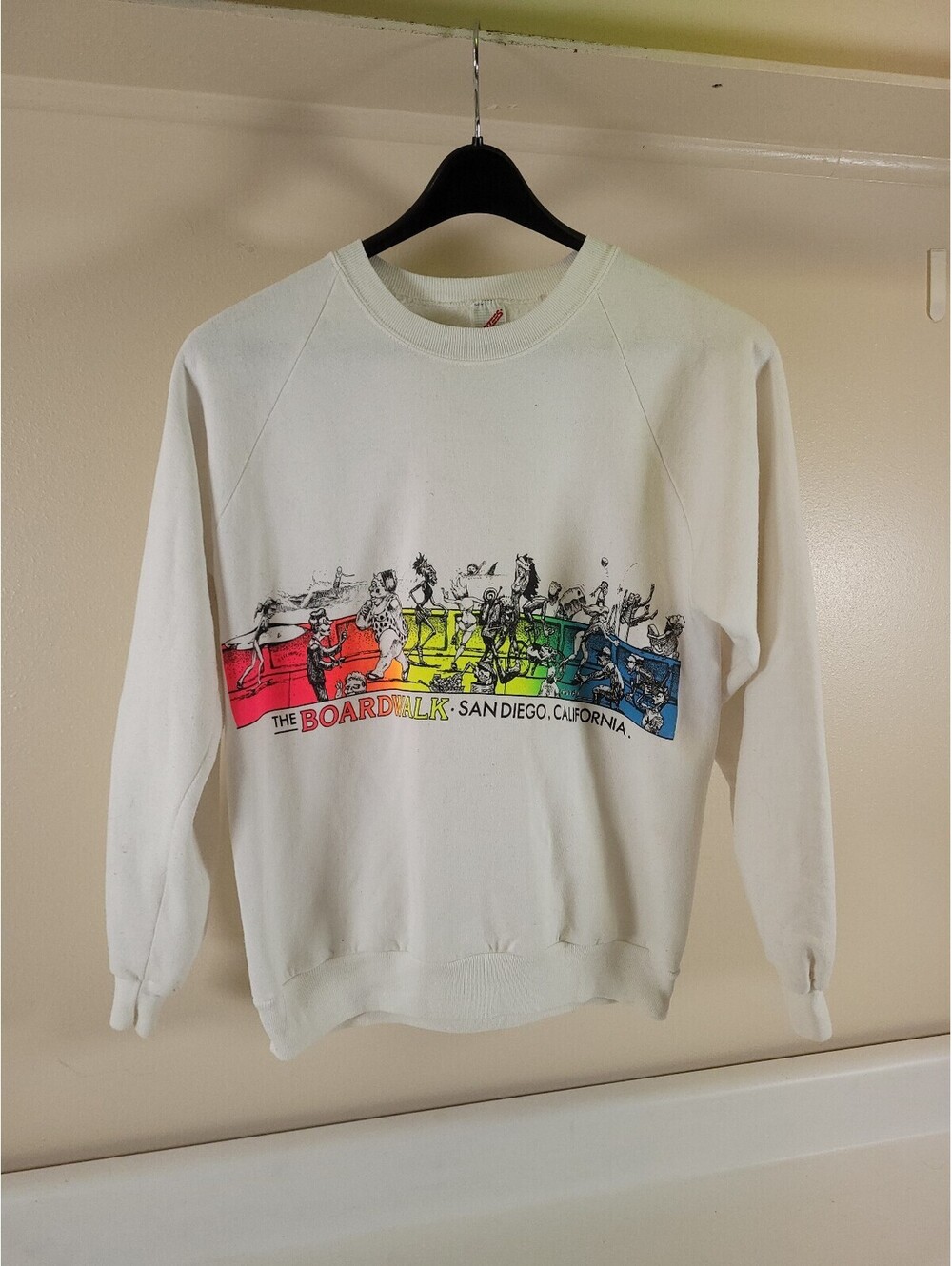 Vintage jerzees made in USA sweatshirt mens large white graphic print 80s 90s